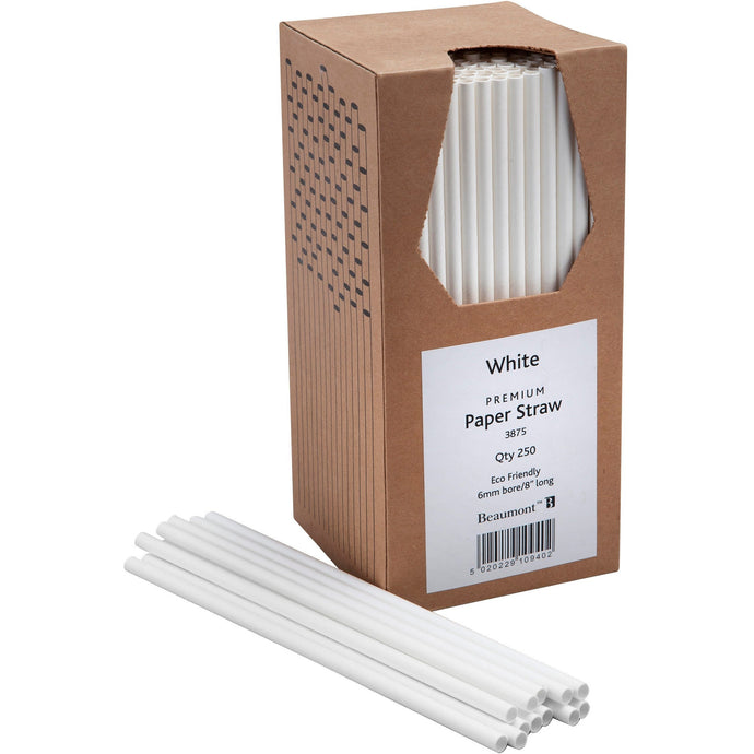 8″ White Paper Straws - PK250 | Pint365